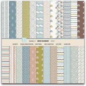 Tianyi-Lot De 12 Blocs De Papier De Scrapbooking Double Face - Papier De Fond Pour Album Photo Diy - Fabrication De Cartes - Design Artisanal - 30,5 X 30,5 Cm (B) - Neuf