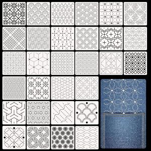 Mevronisshop-Lot De 30 Pochoirs G&eacute;om&eacute;triques Pour Sashiko, Matelassage Et Couture - Neuf