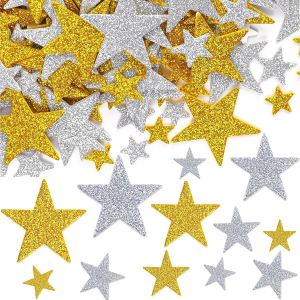 Lot De 200 Autocollants Étoiles De Noël - 4 Tailles - Pour Bricolage - Confettis À Paillettes - Décoration De Noël - Étoiles Dorées - Étoiles Adhésives - Étoiles Scintillantes À Coller - Neuf
