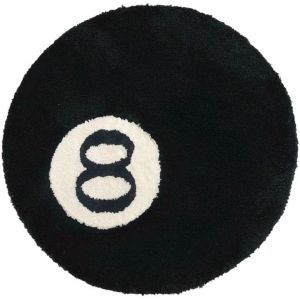 Tapis De Billard Imitation 8 Boules - 60 Cm, Tapis Rond Doux Et Antidérapant, Noir Pour Chambre D'enfant - Neuf