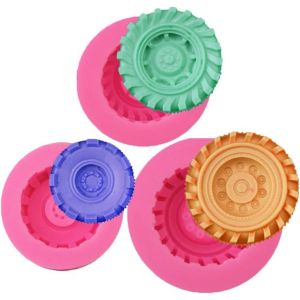 Moule En Silicone 3d En Forme De Pneu Rond ¿ Moule À Fondant En Forme De Roue De Camion Pour Décoration De Gâteaux, Chocolat, Bonbons, Gelée, Résine, Argile Polymère, Savon, Sucre ¿ Lot De 3 - Neuf