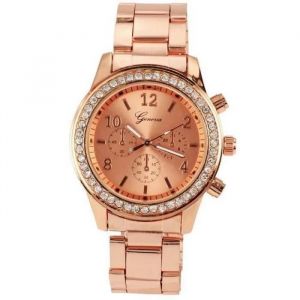 Montres Femmes Rose Doré Genève Cristal Bling Bracelet À Quartz En Acier Inoxydable - Neuf