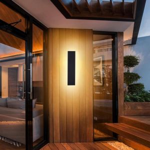 Asfasfq-Led Applique Murale Longue Appliques Extérieure,Ip67 Étanche Éclairage Mural D'extérieur Anthracite Alliage D'aluminium Noir Led Applique De Terrasse Pour Jardin, Villa, Lumière Chaude,30*5cm - Neuf