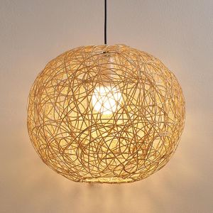 Suspension En Rotin Lampe Suspendue Boho Lustre Rotin Suspension Luminaire Vintage E27 Lampe &Agrave; Suspension Pour Chambre Salle &Agrave; Manger Cuisine,30cm - Neuf