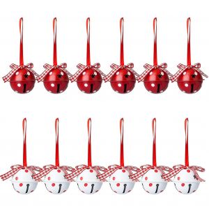 Le g&eacute;ant de grelots en M&eacute;tal des Cloches D&eacute;coration Compatible Avec Arbre de No&euml;l Jingle Bells Multicolor Blanc Et Rouge en M&eacute;tal Bells12pcs-whitered NIUNIU - Neuf