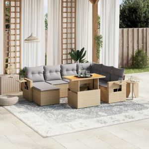 Prolenta Premium - Salon De Jardin Avec Coussins 8 Pcs Beige R&eacute;sine Tress&eacute;e - Neuf