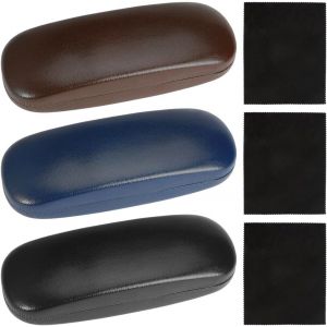 3 Pièces Étuis À Lunettes Rigides Avec 3 Chiffon De Nettoyage, Boîte À Lunettes De Soleil En Cuir Pu, Boite Lunettes Rigide Portable, Boîte À Lunettes Anti Chute Pour Homme Femme E[Lunettes891] - Neuf
