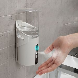 HJLIAN Distributeur d'alcool a induction intelligent sans contact, pulverisateur automatique pour lavage des mains, blanc, pour la maison, montage mural, batterie integree - Neuf