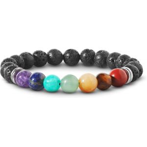 Bracelet Chakra En Pierres Précieuses Naturelles De Qualité Supérieure - Pour Plus D'harmonie Et D'équilibre - 7 Perles Chakras Et Pierres De Lave - Neuf