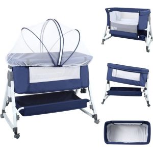 3 En 1 Berceau Cododo Pour B&eacute;b&eacute;,Inclinaison&hauteur R&eacute;glable,Lit Cododo De B&eacute;b&eacute; Avec Matelas Moelleux Et Moustiquaire 4 Roues,Pour 1 &Agrave; 36 Mois (Gris&iquest;80 * 40 * 100-115cm&iquest;) - Neuf