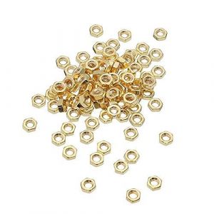 100Pcs M3 Laiton Vis Hexagonal &Eacute;crou Boulon 3Mm Diam&egrave;tre 1.5 Mm Hauteur Du Filetage - Neuf