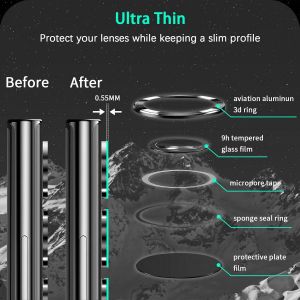 Protection De Lentille Pour Samsung Galaxy S24 Fe 5g Cam&eacute;ra Arri&egrave;re Protecteur, Individuel En Alliage Aluminium Verre Tremp&eacute;, Anti Rayures Protector Cam&eacute;ra Pour Tout Coque, Noir - Neuf