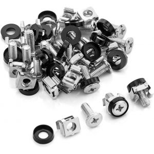 20x Vis et &Egrave;crous &agrave; Cages M6 pour Armoires R&eacute;seau - Baie de de Serveur 10"" & 19"" Pouces En Acier - Argent - Neuf