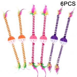 Hjlian Lot De 6 Batons De Plumes Pour Chat, Corde En Sisal, Clochette, Balle, Jouet Interactif Pour Animaux De Compagnie - Neuf