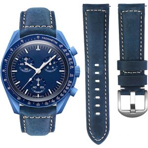 Kal-Bracelet En Cuir Pour Omega X Swatch Moonsswatch, Omega X Swatch Moonsswatch Speedmaster Bracelet De Remplacement De Montre 20mm - Neuf