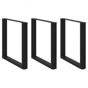 Pieds de table basse forme de U 3 pcs noir 80x(72-73) cm acier - Neuf