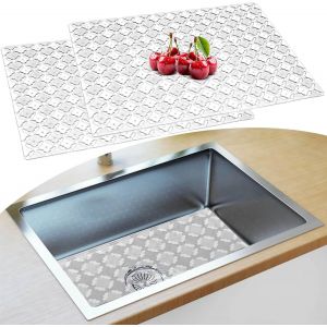 Eryi-Tapis Évier Cuisine, Lot De 2 Tapis D'évier Découpable Pour La Cuisine, 30 X 40cm Tapis Évier Décoratif, Tapis De Protection D'évier En Céramiqu/Acier Inoxydable, Fond D'évier Tapis Drainage Rap - Neuf
