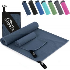 Serviette Microfibre Lot De 2 (160x80cm + 80x40cm),Compactes Et &Agrave; S&eacute;chage Rapide-Parfaite Pour Le Sport Et Le Fitness (Bleu Marine) - Neuf