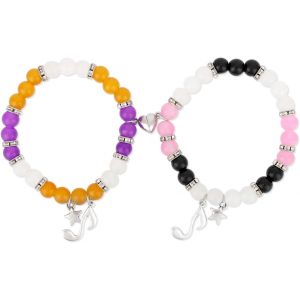 2Pcs Bracelets D'Amitié Assortis,Bracelets D'Amitié Magnétiques Élégants Assortis Avec Breloque Étoile Et Note Accessoires De Bijoux Amusants Pour Couple Ami - Neuf