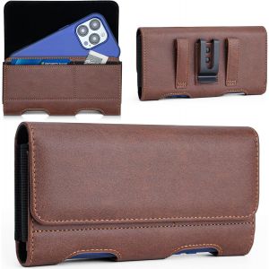 CAUC-&Eacute;tui de ceinture pour iPhone, Samsung - Fermeture magn&eacute;tique - Avec porte-carte d'identit&eacute; - Taille XL (17,4 x 9,2 x 1,9 cm) - Marron - Neuf