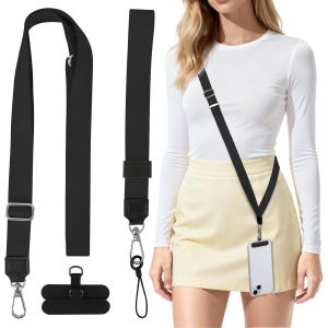 JGD-Cordon Telephone Portable R&eacute;glable, Bandouliere Telephone Portable Universelle et Bracelet avec 2 Patch, lanyard et Dragonne T&eacute;l&eacute;phone, Cordon Tour de Cou pou Tous Smartphones, Noir - Neuf