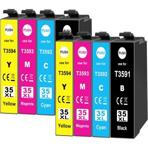 ERYI-8X 35Xl Cartouches D'Encre Compatibles Avec Epson 35Xl 35 Xl Pour Workforce Pro Wf-4720Dwf Wf-4725Dwf Wf-4730Dtwf Wf-4730Dwf Wf-4740Dtwf Wf-4740Dwf - Neuf