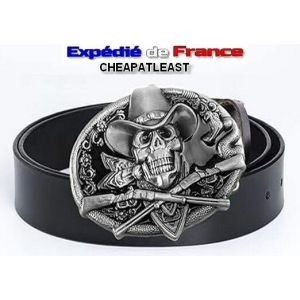 Ceinture Ceinturon Avec Boucle Amovible Tête De Mort Cowboy & Cobra Western Country Madison Ghost Rider Usa Winchester - Neuf