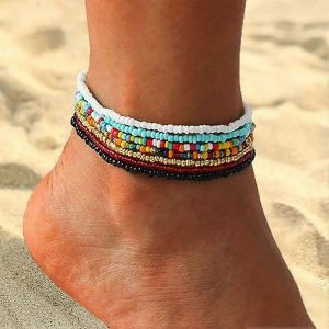 Boho Fait À La Main Perles Multicouches Femmes Bracelets De Cheville Colorés Femmes Bracelets De Cheville Perles - Neuf