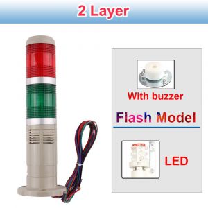 Lampe à Signal industriel 12V/24V AC 110V/220V,indicateur LED Normal rouge vert avec buzzer - Type Flash and sound 2-AC 220V - Neuf