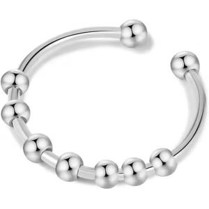 Kal-2 Pi&egrave;ces Harmony Ball Bague En Argent Sterling 925 Anxi&eacute;t&eacute; Fidget Pour Femme Acier Inoxydable Bague Tournant Anneau - Neuf