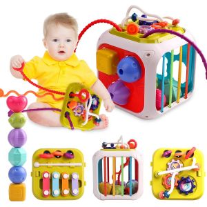 ChenQuanSarl-7 In 1 Montessori Sensoriel Jouets Pour Bebe,Montessori Cube D'Activité,Jouets Éducatifs De Tri Des Formes,Pour Bebe 6 9 12 18 Mois Anniversaire Noël Cadeau - Neuf