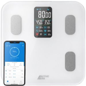 P&egrave;se Personne Balance Connect&eacute;e Bluetooth Avec &Eacute;cran Led, Balances Num&eacute;rique Avec 16 Mesures, App Mobile, Imp&eacute;dancem&egrave;tre (Imc/Bfr/Muscle/Eau/Graisse Corporelle/Masse Osseuse/Bmr) - Blanc - Neuf