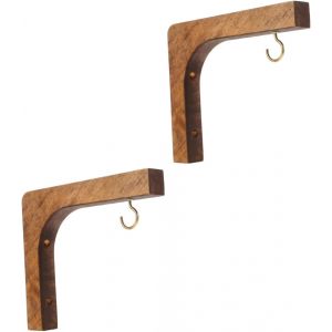 Mevronisshop-2 Pi&egrave;ces Crochet De Plante Ligneuse Cintres Muraux Pour Plantes D'int&eacute;rieur Rustique Botanique Crochet Pour Plantes Suspendues Cintre Pour En Bois Coffee - Neuf