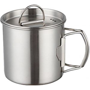 Kalanka-Tasse De Camping Avec Couvercle, Tasse &Agrave; Eau En Acier Inoxydable Avec Poign&eacute;es Pliables, Tasses De Randonn&eacute;e Portables Pour Voyage Camping En Plein Air Randonn&eacute;e(350ml) - Neuf