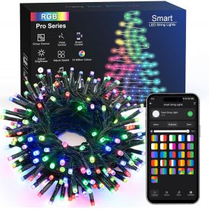 Intelligent Guirlande Lumineuse Extérieure, 20M 200 LED Lumières Sapin de Noël Intérieure avec 16 Millions de Couleurs RVB, Contrôlée par App, Compatible avec Alexa, Décoration Noel Jardin - Neuf