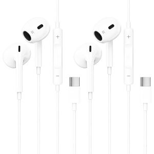 KALANKA-2 Packs &Eacute;couteurs Filaires USB C pour iPhone 17/16 Pro Max Plus,&Eacute;couteur usbc Intra Auriculaires Micro et contr&ocirc;le du Volume,&Eacute;couteurs St&eacute;r&eacute;o Hi-FI Antibruit Compatibles avec Galaxy S23 S22 - Neuf