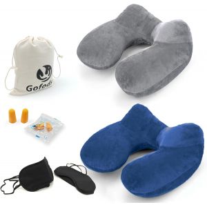 Ulteronixshop-Coussin de Voyage Avion Gonflable, Oreiller de Voyage Gonflable, Camping, Trains et Voitures avec Bandeau pour Les Yeux, Coussin de Voyage Portable de 2 - Neuf