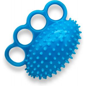 Renforceur de préhension bleu avec anneaux pour les doigts, balle à pointes souple et extensible pour l'exercice des doigts et des mains - Neuf