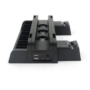 Support De Refroidissement Pour Ps4 Avec Chargeur Pour Deux Manettes Et Stockage De Disques - Neuf
