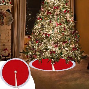 Jupe de sapin de No&euml;l, base de sapin en macram&eacute; contrast&eacute;e de couleur unie, cache-pied compatible avec les d&eacute;corations de No&euml;l - Neuf