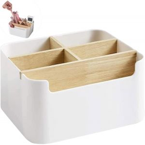 KALANKA-Organiseur de Bureau en Bois, Rangement de Bureau, Organiseur de bureau avec 5 Compartiments, Multifonctionel Bo&icirc;te de Rangement Stylo, Bo&icirc;te &Eacute;tag&egrave;re de Stockage pour Maison &Eacute;cole(B) - Neuf