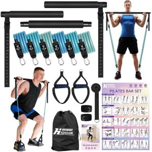 Ensemble De Barres Pilates, 6 X Bandes De Fitness, Bandes De Résistance Avec Barre, Poignées, Ancrages De Porte, Sangles De Pieds, Bandes De Résistance Et Pour Salle De Sport Intér[Ela710326] - Neuf