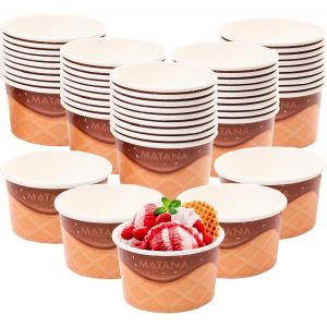 Kal-50 Coupes À Glace En Carton, Coupelle Dessert Jetable, Pots À Glace (240ml) - Gobelets À Glace Pour Anniversaire Des Enfants, Fêtes De Jardin, Pique-Nique - Solide - Neuf