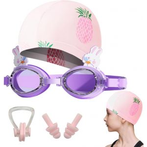 Letnerny-1 Pi&egrave;ce Bonnet De Bain Pour Enfants Et Lunettes De Natation R&eacute;glables, Anti-Uv, Anti-Bu&eacute;e, Chapeau De Natation Extensible, Pour Adolescents, 3-15 Ans [Lunette Natation Enfant] - Neuf