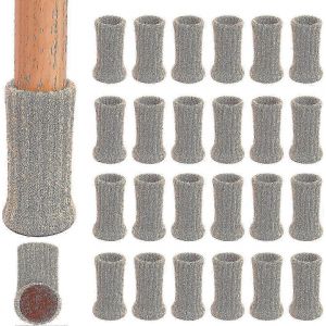 24 Pi&egrave;ces Chaussettes De Chaise,Chaussettes De Jambe De Meubles Tricot&eacute;es Antid&eacute;rapantes Hautement &Eacute;lastiques,Protecteurs De Solnoir - Neuf