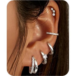 Tianyi-Boucles D'oreilles Femme Acier Inoxydable Piercing Oreille Hypoallergène Piercing Helix Conch Tragus Or Argent Piercings Oreille Cartilage Boucles D'oreilles Pendantes Mit Ear Cuff Bijoux Pour - Neuf