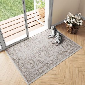 Tianyi-Marron Tapis Interieur Entree Lavable En Machine Tapis Entree Grand Petit Tapis 60x90cm Doux Vintage Descente De Lit Antid&eacute;rapant Decoration Chambrel Mangered - Neuf