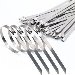 MEVRONISSHOP-Attaches de c&acirc;ble Robustes 4,6x400mm, Collier de serrage inox en Acier Inoxydable Serre-c&acirc;bles Acier Autobloquante &iquest;50 Pi&egrave;ces&iquest; - Neuf