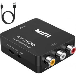 Convertisseur Av Vers Hdmi,Rca Vers Hdmi,1080p Mini Rca Composite Cvbs Video Audio Converter Adapter Support Pal/Ntsc Pour Tv/Pc/Ps3/Stb/Xbox Vhs/Vcr/Blu-Ray Dvd Lecteurs ¿ Noir - Neuf