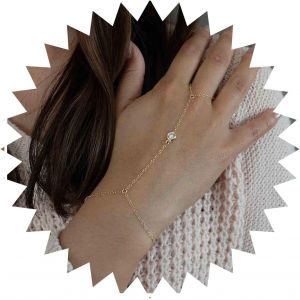 Eryi-Bracelet De Doigt En Cristal Boho Bague En Or Bracelet Bracelet Esclave Vintage Bracelet Bague Minimaliste Chaîne Bracelet Chaîne À Main Bijoux Pour Femmes Et Filles (Or) - Neuf